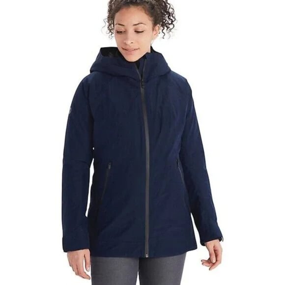 Marmot Solaris Insulated Gore-Tex Snowboard Ski Coat Navy Blue Women's Large - Picture 2 of 14